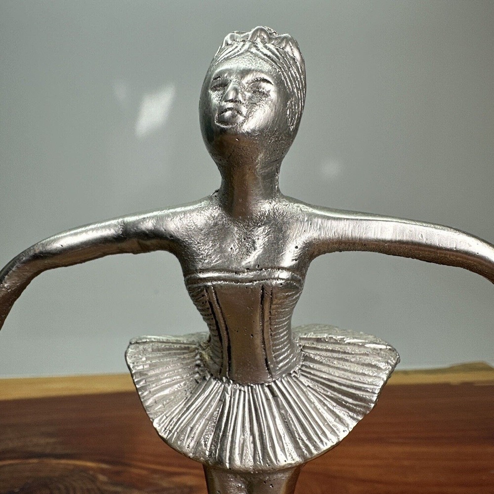 Detailed Ballerina 6" Pewter Figurines Set Of Two (2) Mantle Desktop Paperweight - Picture 4 of 5